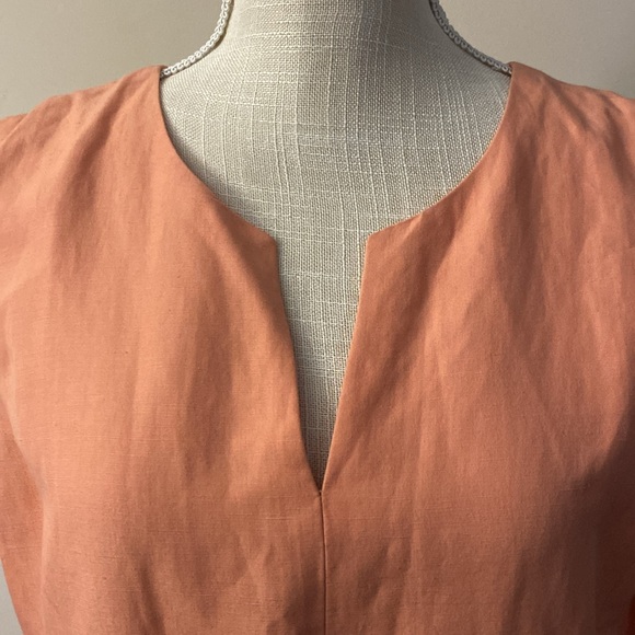Ann Taylor Loft woman’s orange / peach sleeveless linen / rayon blend dress 14 - Picture 3 of 12